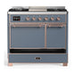 ILVE Majestic III 40-Inch Dual Fuel Range with 6 Sealed Burners + Griddle, 3.82 cu. ft. Oven, Blue Grey with Copper Trim, Liquid Propane, Solid Door, UMD40FQNR3BGPLP