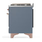 ILVE Majestic III 40-Inch Dual Fuel Range with 6 Sealed Burners + Griddle, 3.82 cu. ft. Oven, Blue Grey with Copper Trim, Liquid Propane, Solid Door, UMD40FQNR3BGPLP