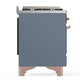 ILVE Majestic III 40-Inch Dual Fuel Range with 6 Sealed Burners + Griddle, 3.82 cu. ft. Oven, Blue Grey with Copper Trim, Liquid Propane, Solid Door, UMD40FQNR3BGPLP