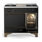 ILVE Majestic III 40-Inch Dual Fuel Range with 6 Sealed Burners + Griddle, 3.82 cu. ft. Oven, Glossy Black with Burnished Trim, Liquid Propane, Solid Door, UMD40FQNR3BKBLP