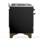 ILVE Majestic III 40-Inch Dual Fuel Range with 6 Sealed Burners + Griddle, 3.82 cu. ft. Oven, Glossy Black with Burnished Trim, Liquid Propane, Solid Door, UMD40FQNR3BKBLP