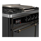 ILVE Majestic III 40-Inch Dual Fuel Range with 6 Sealed Burners + Griddle, 3.82 cu. ft. Oven, Glossy Black with Burnished Trim, Natural Gas, Solid Door, UMD40FQNR3BKB