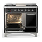 ILVE Majestic III 40-Inch Dual Fuel Range with 6 Sealed Burners + Griddle, 3.82 cu. ft. Oven, Glossy Black with Chrome Trim, Liquid Propane, Solid Door, UMD40FQNR3BKCLP