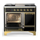 ILVE Majestic III 40-Inch Dual Fuel Range with 6 Sealed Burners + Griddle, 3.82 cu. ft. Oven, Glossy Black with Brass Trim, Natural Gas, Solid Door, UMD40FQNR3BKG