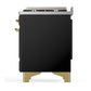 ILVE Majestic III 40-Inch Dual Fuel Range with 6 Sealed Burners + Griddle, 3.82 cu. ft. Oven, Glossy Black with Brass Trim, Natural Gas, Solid Door, UMD40FQNR3BKG