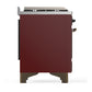 ILVE Majestic III 40-Inch Dual Fuel Range with 6 Sealed Burners + Griddle, 3.82 cu. ft. Oven, Burgundy with Burnished Trim, Liquid Propane, Solid Door, UMD40FQNR3BUBLP