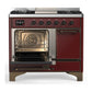 ILVE Majestic III 40-Inch Dual Fuel Range with 6 Sealed Burners + Griddle, 3.82 cu. ft. Oven, Burgundy with Burnished Trim, Natural Gas, Solid Door, UMD40FQNR3BUB