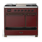 ILVE Majestic III 40-Inch Dual Fuel Range with 6 Sealed Burners + Griddle, 3.82 cu. ft. Oven, Burgundy with Burnished Trim, Natural Gas, Solid Door, UMD40FQNR3BUB