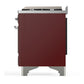 ILVE Majestic III 40-Inch Dual Fuel Range with 6 Sealed Burners + Griddle, 3.82 cu. ft. Oven, Burgundy with Chrome Trim, Liquid Propane, Solid Door, UMD40FQNR3BUCLP