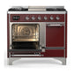 ILVE Majestic III 40-Inch Dual Fuel Range with 6 Sealed Burners + Griddle, 3.82 cu. ft. Oven, Burgundy with Chrome Trim, Natural Gas, Solid Door, UMD40FQNR3BUC