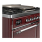 ILVE Majestic III 40-Inch Dual Fuel Range with 6 Sealed Burners + Griddle, 3.82 cu. ft. Oven, Burgundy with Chrome Trim, Natural Gas, Solid Door, UMD40FQNR3BUC