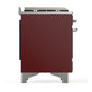 ILVE Majestic III 40-Inch Dual Fuel Range with 6 Sealed Burners + Griddle, 3.82 cu. ft. Oven, Burgundy with Chrome Trim, Natural Gas, Solid Door, UMD40FQNR3BUC