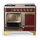 ILVE Majestic III 40-Inch Dual Fuel Range with 6 Sealed Burners + Griddle, 3.82 cu. ft. Oven, Burgundy with Brass Trim, Natural Gas, Solid Door, UMD40FQNR3BUG