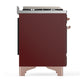 ILVE Majestic III 40-Inch Dual Fuel Range with 6 Sealed Burners + Griddle, 3.82 cu. ft. Oven, Burgundy with Copper Trim, Liquid Propane, Solid Door, UMD40FQNR3BUPLP