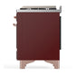 ILVE Majestic III 40-Inch Dual Fuel Range with 6 Sealed Burners + Griddle, 3.82 cu. ft. Oven, Burgundy with Copper Trim, Liquid Propane, Solid Door, UMD40FQNR3BUPLP