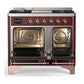 ILVE Majestic III 40-Inch Dual Fuel Range with 6 Sealed Burners + Griddle, 3.82 cu. ft. Oven, Burgundy with Copper Trim, Natural Gas, Solid Door, UMD40FQNR3BUP
