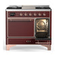 ILVE Majestic III 40-Inch Dual Fuel Range with 6 Sealed Burners + Griddle, 3.82 cu. ft. Oven, Burgundy with Copper Trim, Natural Gas, Solid Door, UMD40FQNR3BUP
