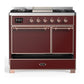 ILVE Majestic III 40-Inch Dual Fuel Range with 6 Sealed Burners + Griddle, 3.82 cu. ft. Oven, Burgundy with Copper Trim, Natural Gas, Solid Door, UMD40FQNR3BUP