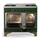 ILVE Majestic III 40-Inch Dual Fuel Range with 6 Sealed Burners + Griddle, 3.82 cu. ft. Oven, Emerald Green with Burnished Trim, Liquid Propane, Solid Door, UMD40FQNR3EGBLP