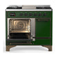ILVE Majestic III 40-Inch Dual Fuel Range with 6 Sealed Burners + Griddle, 3.82 cu. ft. Oven, Emerald Green with Burnished Trim, Liquid Propane, Solid Door, UMD40FQNR3EGBLP