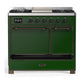 ILVE Majestic III 40-Inch Dual Fuel Range with 6 Sealed Burners + Griddle, 3.82 cu. ft. Oven, Emerald Green with Burnished Trim, Liquid Propane, Solid Door, UMD40FQNR3EGBLP