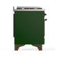 ILVE Majestic III 40-Inch Dual Fuel Range with 6 Sealed Burners + Griddle, 3.82 cu. ft. Oven, Emerald Green with Burnished Trim, Natural Gas, Solid Door, UMD40FQNR3EGB