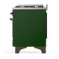 ILVE Majestic III 40-Inch Dual Fuel Range with 6 Sealed Burners + Griddle, 3.82 cu. ft. Oven, Emerald Green with Burnished Trim, Natural Gas, Solid Door, UMD40FQNR3EGB