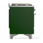 ILVE Majestic III 40-Inch Dual Fuel Range with 6 Sealed Burners + Griddle, 3.82 cu. ft. Oven, Emerald Green with Chrome Trim, Liquid Propane, Solid Door, UMD40FQNR3EGCLP