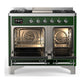 ILVE Majestic III 40-Inch Dual Fuel Range with 6 Sealed Burners + Griddle, 3.82 cu. ft. Oven, Emerald Green with Chrome Trim, Natural Gas, Solid Door, UMD40FQNR3EGC