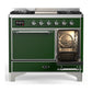 ILVE Majestic III 40-Inch Dual Fuel Range with 6 Sealed Burners + Griddle, 3.82 cu. ft. Oven, Emerald Green with Chrome Trim, Natural Gas, Solid Door, UMD40FQNR3EGC