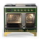 ILVE Majestic III 40-Inch Dual Fuel Range with 6 Sealed Burners + Griddle, 3.82 cu. ft. Oven, Emerald Green with Brass Trim, Liquid Propane, Solid Door, UMD40FQNR3EGGLP