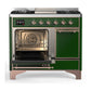 ILVE Majestic III 40-Inch Dual Fuel Range with 6 Sealed Burners + Griddle, 3.82 cu. ft. Oven, Emerald Green with Copper Trim, Liquid Propane, Solid Door, UMD40FQNR3EGPLP
