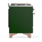 ILVE Majestic III 40-Inch Dual Fuel Range with 6 Sealed Burners + Griddle, 3.82 cu. ft. Oven, Emerald Green with Copper Trim, Liquid Propane, Solid Door, UMD40FQNR3EGPLP