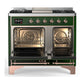 ILVE Majestic III 40-Inch Dual Fuel Range with 6 Sealed Burners + Griddle, 3.82 cu. ft. Oven, Emerald Green with Copper Trim, Natural Gas, Solid Door, UMD40FQNR3EGP