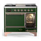 ILVE Majestic III 40-Inch Dual Fuel Range with 6 Sealed Burners + Griddle, 3.82 cu. ft. Oven, Emerald Green with Copper Trim, Natural Gas, Solid Door, UMD40FQNR3EGP