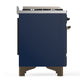 ILVE Majestic III 40-Inch Dual Fuel Range with 6 Sealed Burners + Griddle, 3.82 cu. ft. Oven, Mightnight Blue with Burnished Trim, Liquid Propane, Solid Door, UMD40FQNR3MBBLP