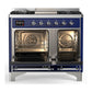ILVE Majestic III 40-Inch Dual Fuel Range with 6 Sealed Burners + Griddle, 3.82 cu. ft. Oven, Mightnight Blue with Chrome Trim, Liquid Propane, Solid Door, UMD40FQNR3MBCLP