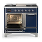 ILVE Majestic III 40-Inch Dual Fuel Range with 6 Sealed Burners + Griddle, 3.82 cu. ft. Oven, Mightnight Blue with Chrome Trim, Liquid Propane, Solid Door, UMD40FQNR3MBCLP