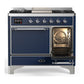 ILVE Majestic III 40-Inch Dual Fuel Range with 6 Sealed Burners + Griddle, 3.82 cu. ft. Oven, Mightnight Blue with Chrome Trim, Liquid Propane, Solid Door, UMD40FQNR3MBCLP