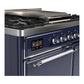 ILVE Majestic III 40-Inch Dual Fuel Range with 6 Sealed Burners + Griddle, 3.82 cu. ft. Oven, Mightnight Blue with Chrome Trim, Liquid Propane, Solid Door, UMD40FQNR3MBCLP