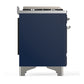 ILVE Majestic III 40-Inch Dual Fuel Range with 6 Sealed Burners + Griddle, 3.82 cu. ft. Oven, Mightnight Blue with Chrome Trim, Liquid Propane, Solid Door, UMD40FQNR3MBCLP