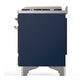 ILVE Majestic III 40-Inch Dual Fuel Range with 6 Sealed Burners + Griddle, 3.82 cu. ft. Oven, Mightnight Blue with Chrome Trim, Liquid Propane, Solid Door, UMD40FQNR3MBCLP