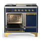 ILVE Majestic III 40-Inch Dual Fuel Range with 6 Sealed Burners + Griddle, 3.82 cu. ft. Oven, Mightnight Blue with Brass Trim, Natural Gas, Solid Door, UMD40FQNR3MBG