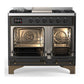 ILVE Majestic III 40-Inch Dual Fuel Range with 6 Sealed Burners + Griddle, 3.82 cu. ft. Oven, Matte Graphite with Burnished Trim, Natural Gas, Solid Door, UMD40FQNR3MGB