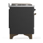 ILVE Majestic III 40-Inch Dual Fuel Range with 6 Sealed Burners + Griddle, 3.82 cu. ft. Oven, Matte Graphite with Burnished Trim, Natural Gas, Solid Door, UMD40FQNR3MGB