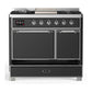 ILVE Majestic III 40-Inch Dual Fuel Range with 6 Sealed Burners + Griddle, 3.82 cu. ft. Oven, Matte Graphite with Chrome Trim, Liquid Propane, Solid Door, UMD40FQNR3MGCLP