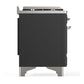 ILVE Majestic III 40-Inch Dual Fuel Range with 6 Sealed Burners + Griddle, 3.82 cu. ft. Oven, Matte Graphite with Chrome Trim, Natural Gas, Solid Door, UMD40FQNR3MGC