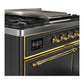 ILVE Majestic III 40-Inch Dual Fuel Range with 6 Sealed Burners + Griddle, 3.82 cu. ft. Oven, Matte Graphite with Brass Trim, Liquid Propane, Solid Door, UMD40FQNR3MGGLP