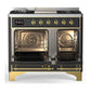 ILVE Majestic III 40-Inch Dual Fuel Range with 6 Sealed Burners + Griddle, 3.82 cu. ft. Oven, Matte Graphite with Brass Trim, Natural Gas, Solid Door, UMD40FQNR3MGG