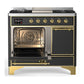 ILVE Majestic III 40-Inch Dual Fuel Range with 6 Sealed Burners + Griddle, 3.82 cu. ft. Oven, Matte Graphite with Brass Trim, Natural Gas, Solid Door, UMD40FQNR3MGG
